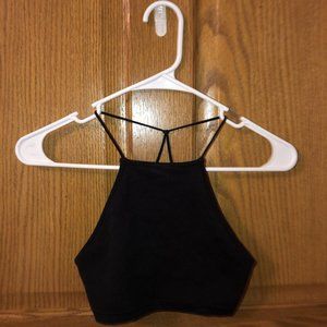 Black high neck cropped tank
